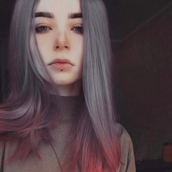 Cute gray-pink gradient wig yc20660
