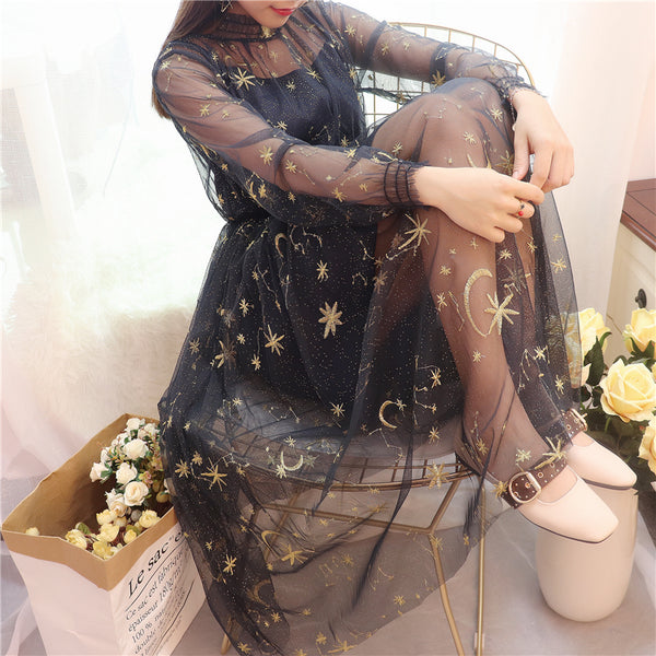 Starry long sleeve dress yc22770