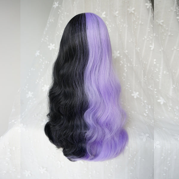 Lolita black purple curly wig yc20656
