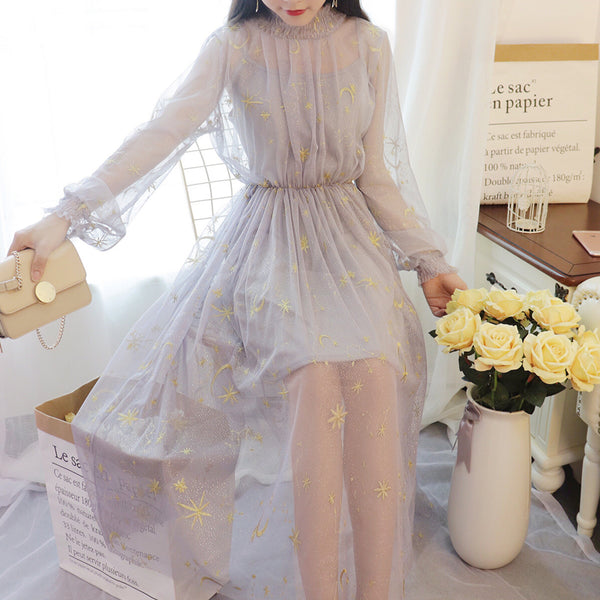 Starry long sleeve dress yc22770