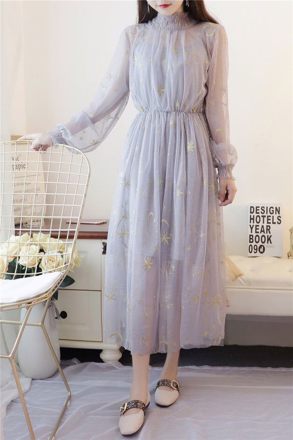 Starry long sleeve dress yc22770