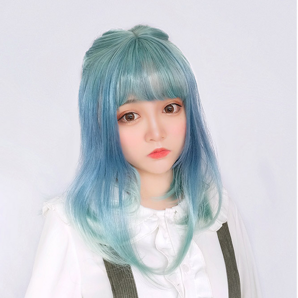 Harajuku Blue Green Gradient Wig yc20973