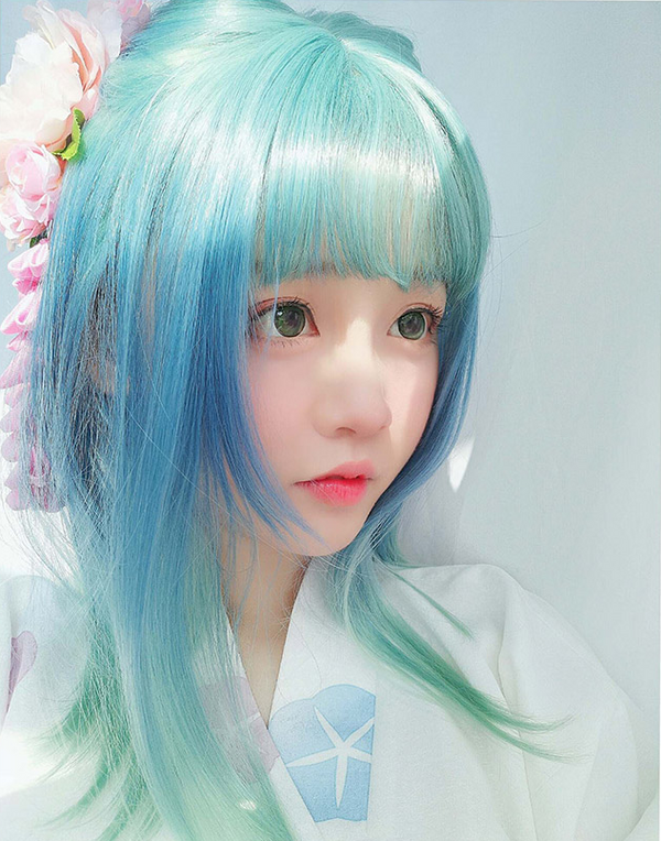 Harajuku Blue Green Gradient Wig yc20973 anibiu