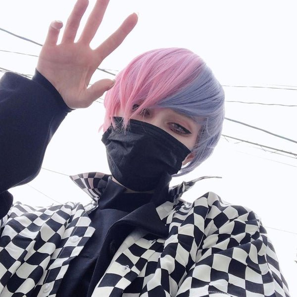 Handsome pink blue wig yc22940