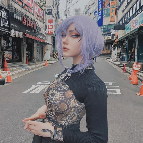 Genshin Impact gray purple cosplay wig YC23894
