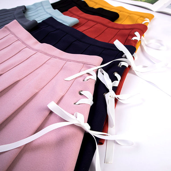 Plus size bow pleated skirt yc24726