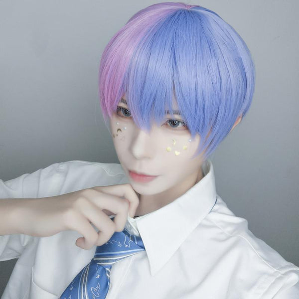 Handsome pink blue wig yc22940
