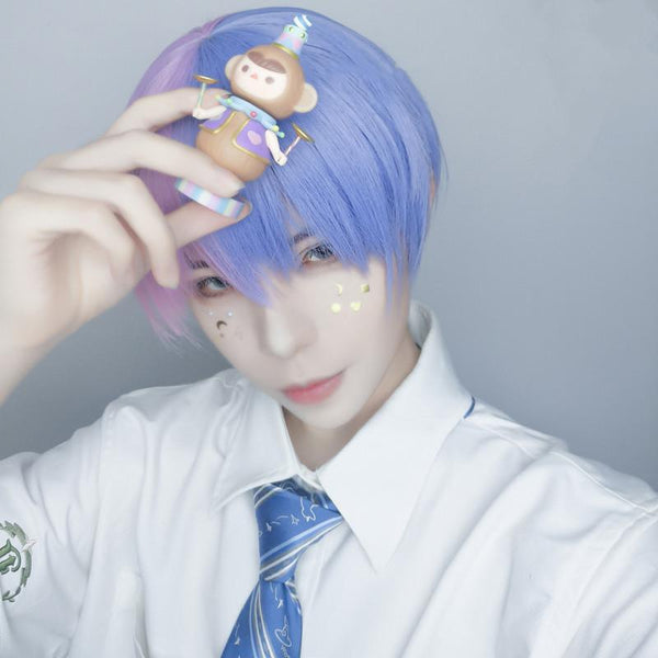 Handsome pink blue wig yc22940