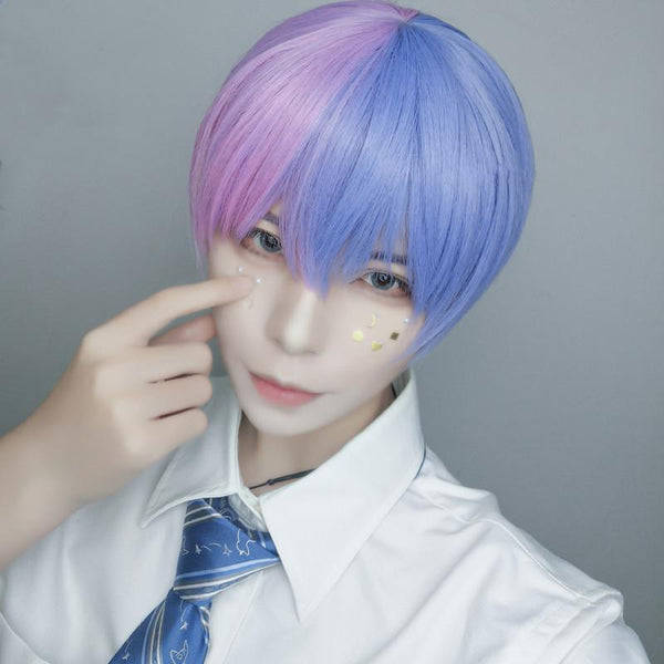Handsome pink blue wig yc22940