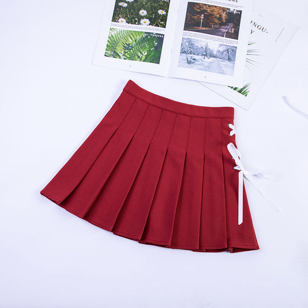 Plus size bow pleated skirt yc24726