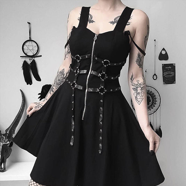 Dark punk off-the-shoulder dress yc22860