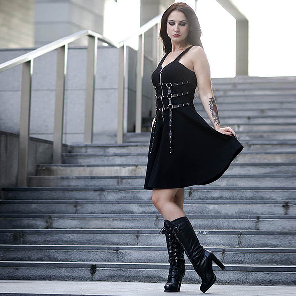 Dark punk off-the-shoulder dress yc22860