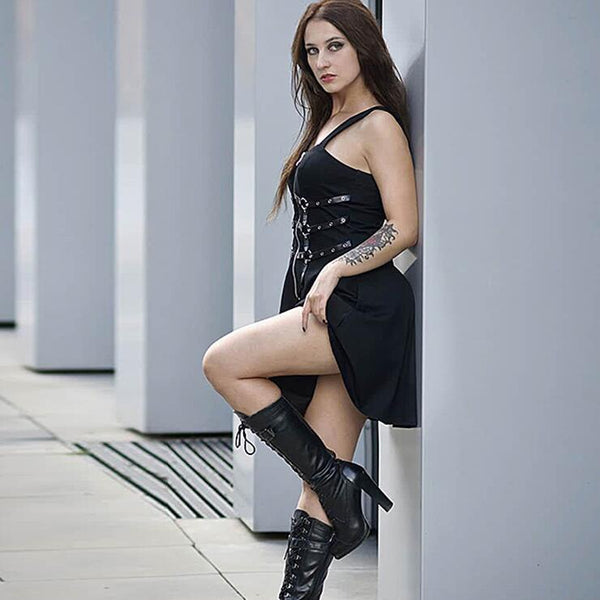 Dark punk off-the-shoulder dress yc22860