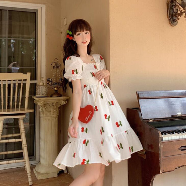 Harajuku cherry embroidered dress yc22866