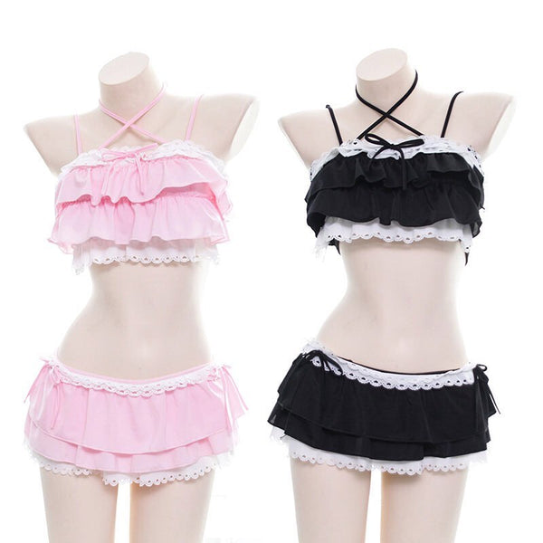 Cute suspenders swimsuit twinset yc21111