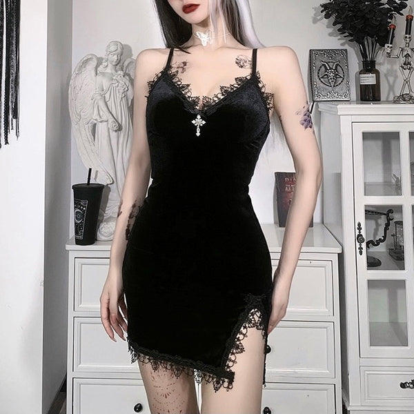 gothic velvet slip dress yc24742